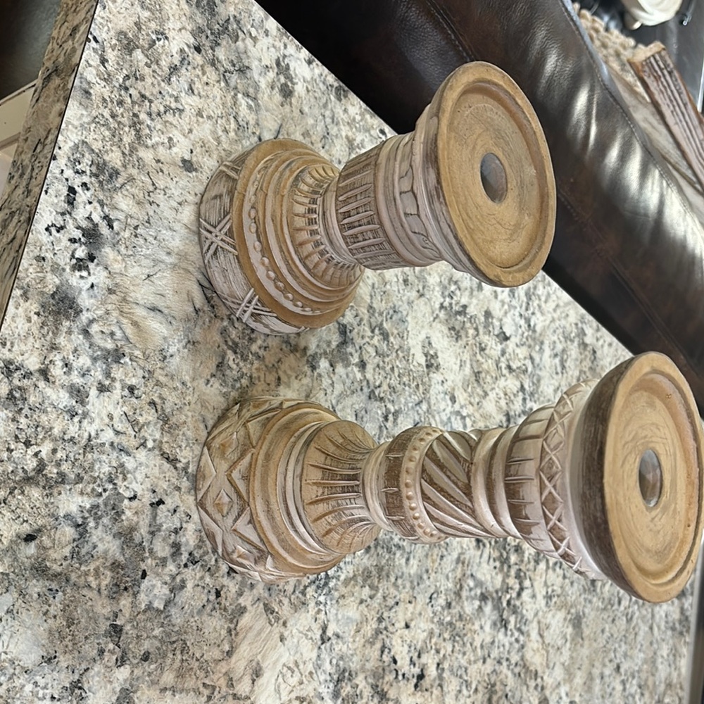 Rustic Wooden Candle Holders